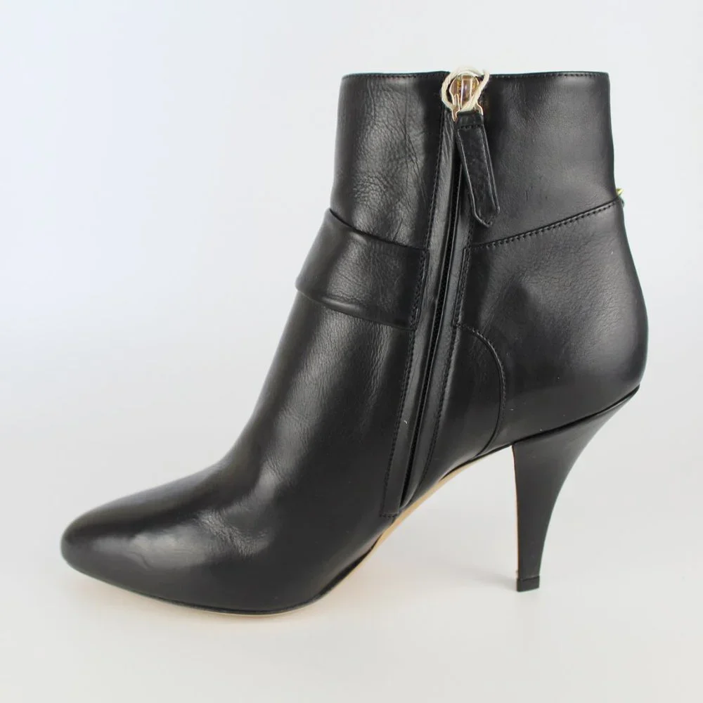 NEW Valentino Garavani Rockstud Leather Boots, Black, EU 38.5, Zip Closure, Bow